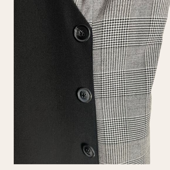 Fame and Partners Everly Black Plaid Button Front V-Neck Midi Dress Size 6 - Picture 9 of 16